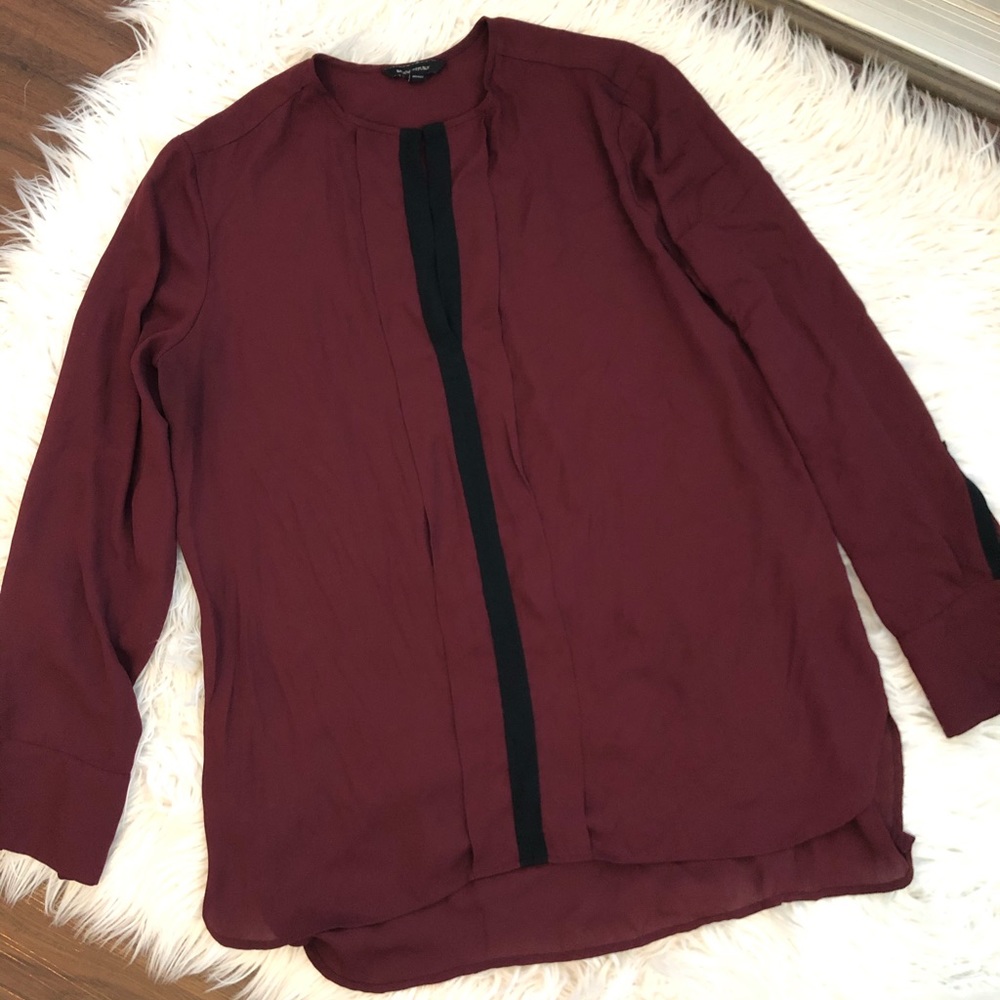 Banana Republic Maroon Long Sleeve Blouse